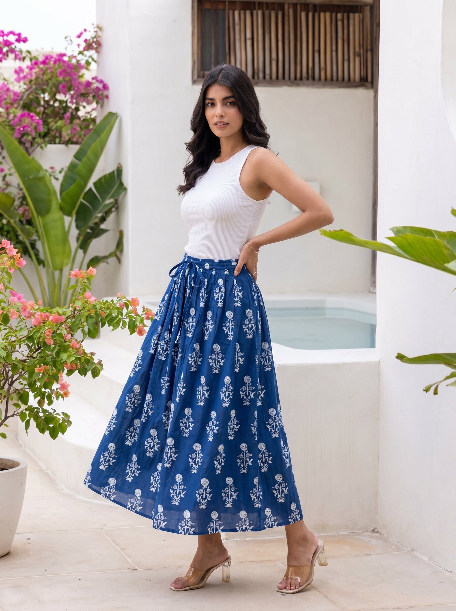 Indigo Bloom Skirt