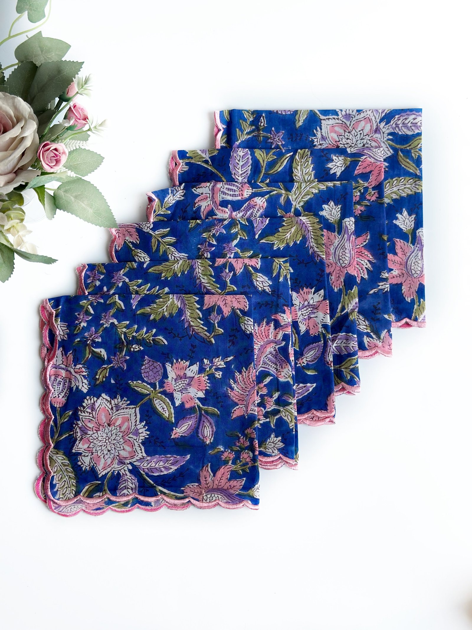 Blue Garden Scalloped Napkins (set of 6)