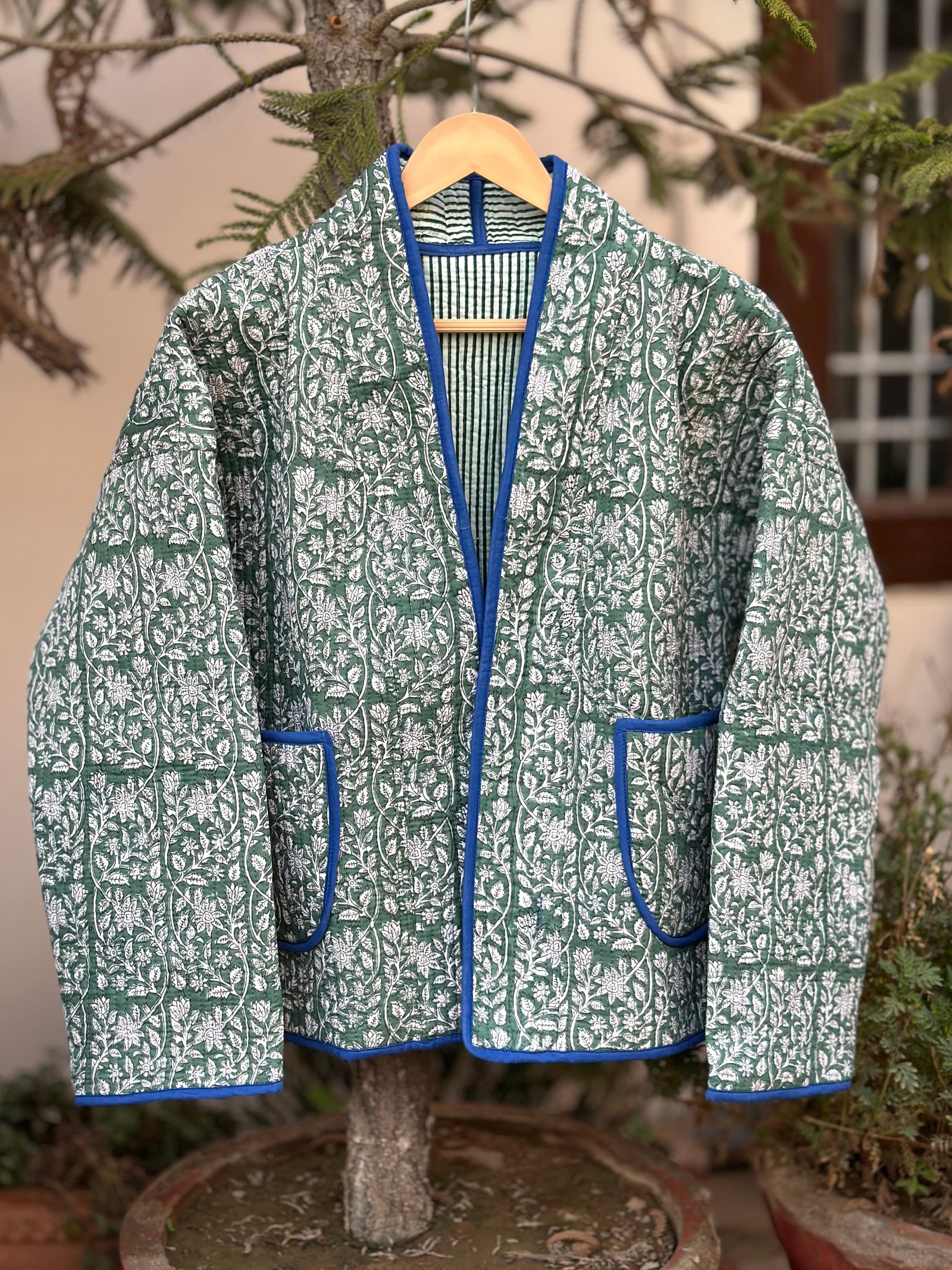 Emerald Vine Handcrafted Quilted Jacket