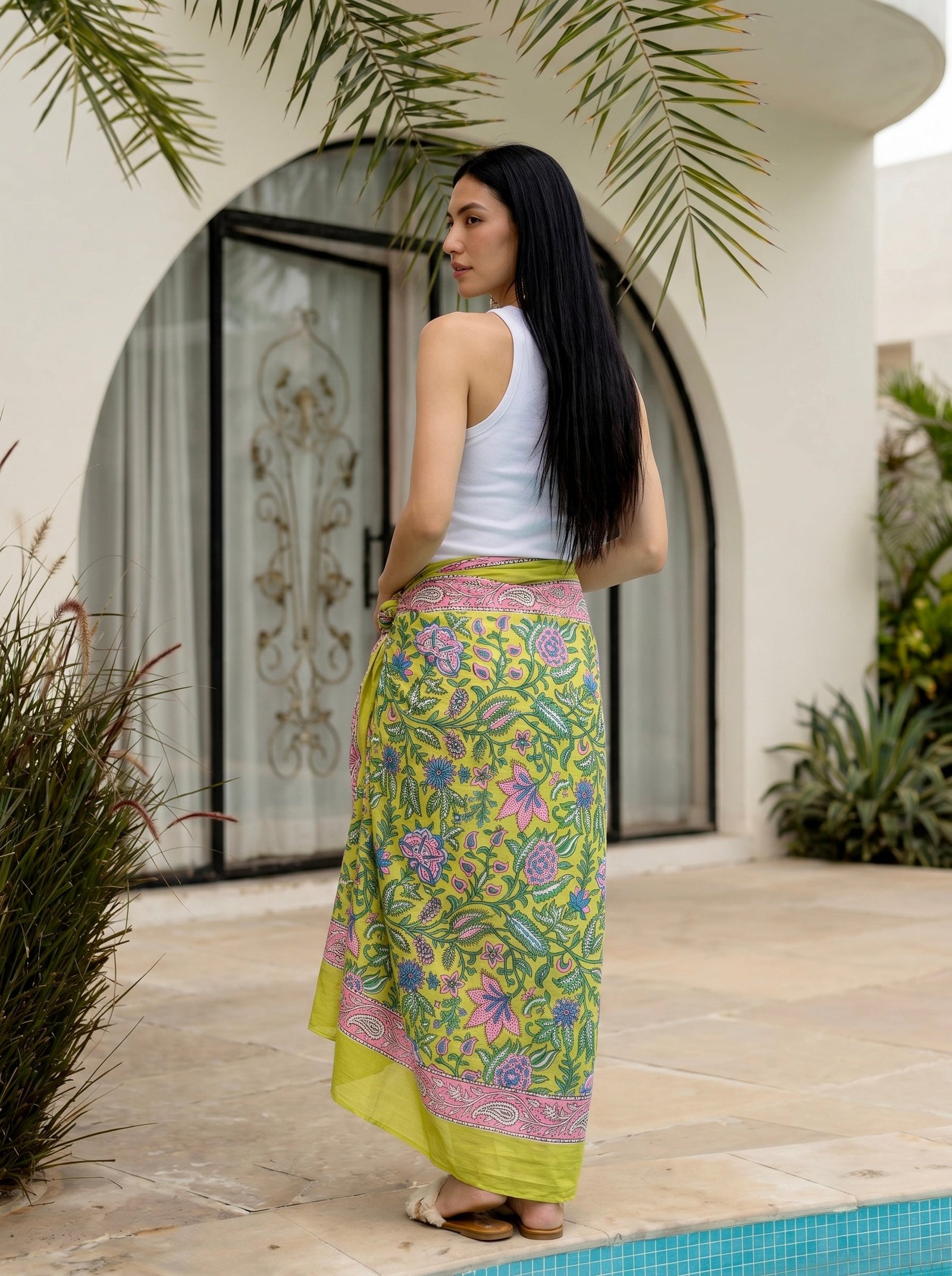 Lime Garden Cotton Sarong