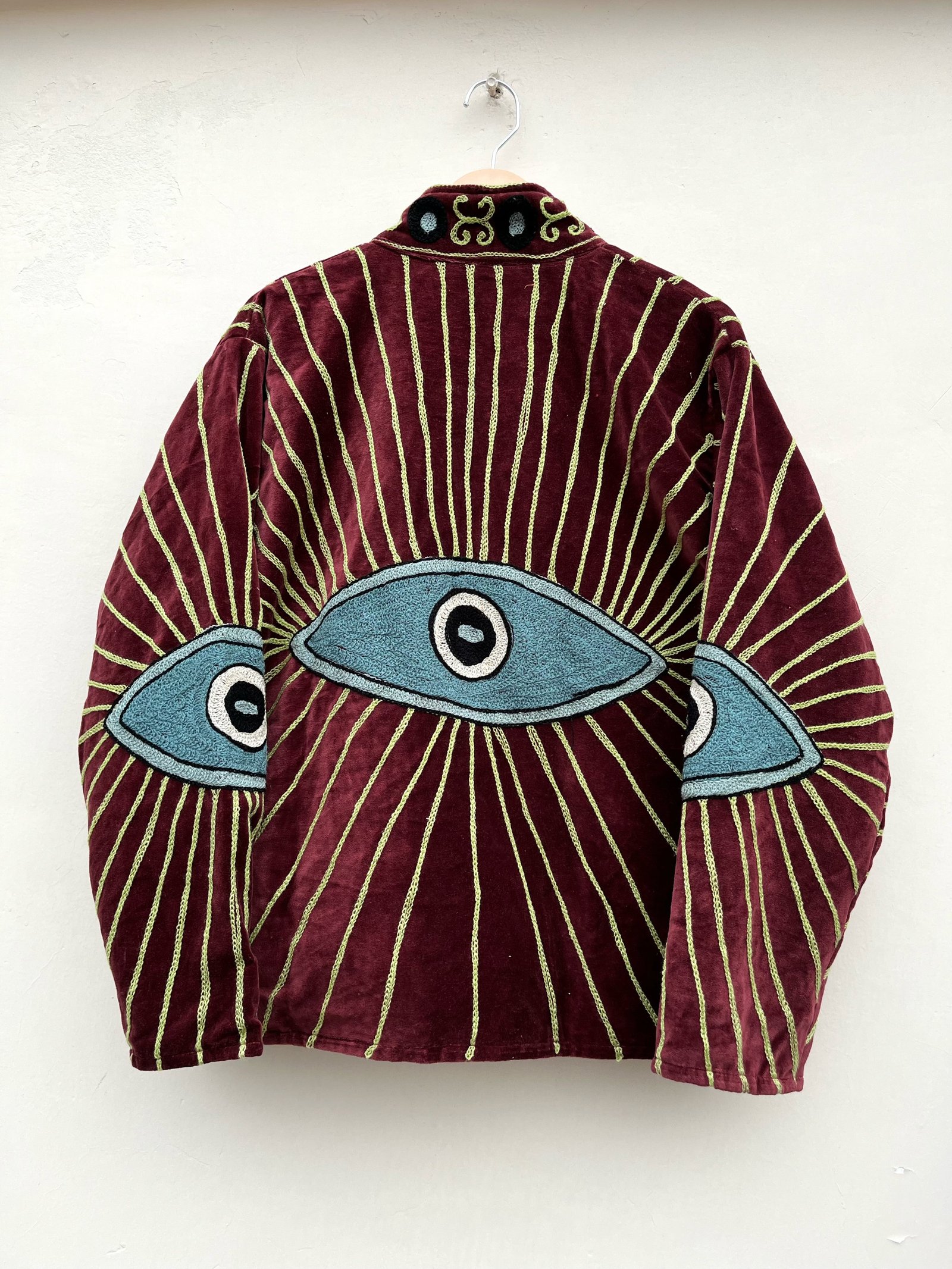 Evil Eye Embroidered Velvet Jacket