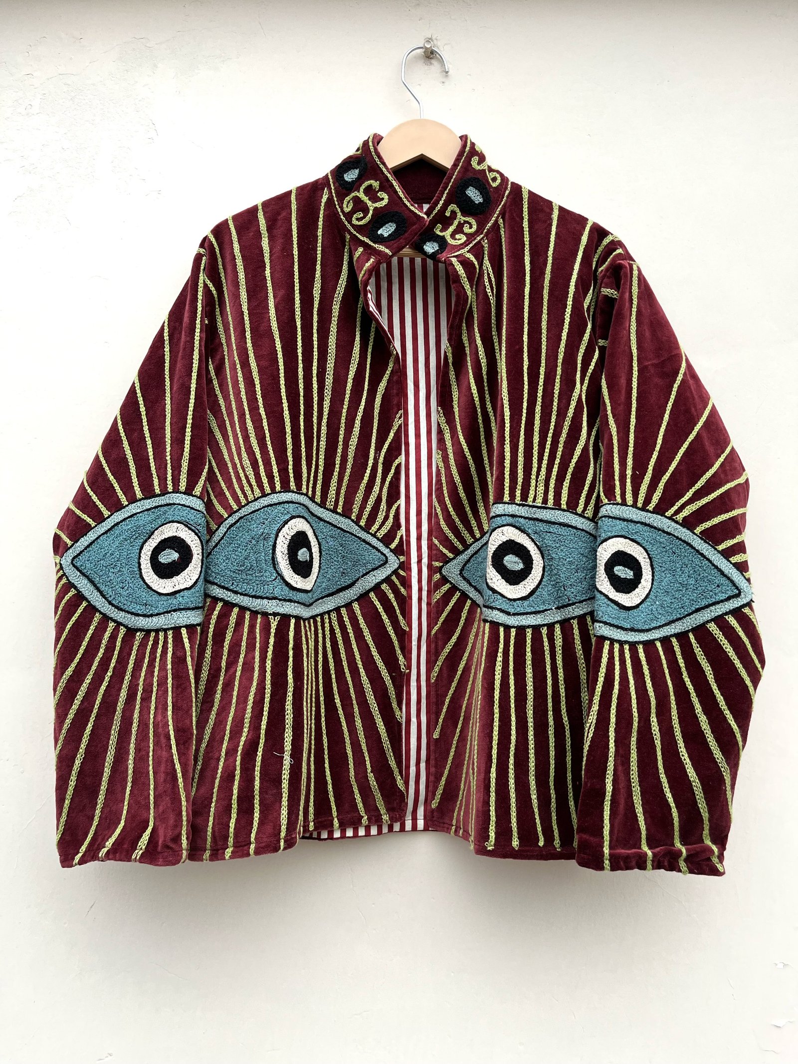 Evil Eye Embroidered Velvet Jacket