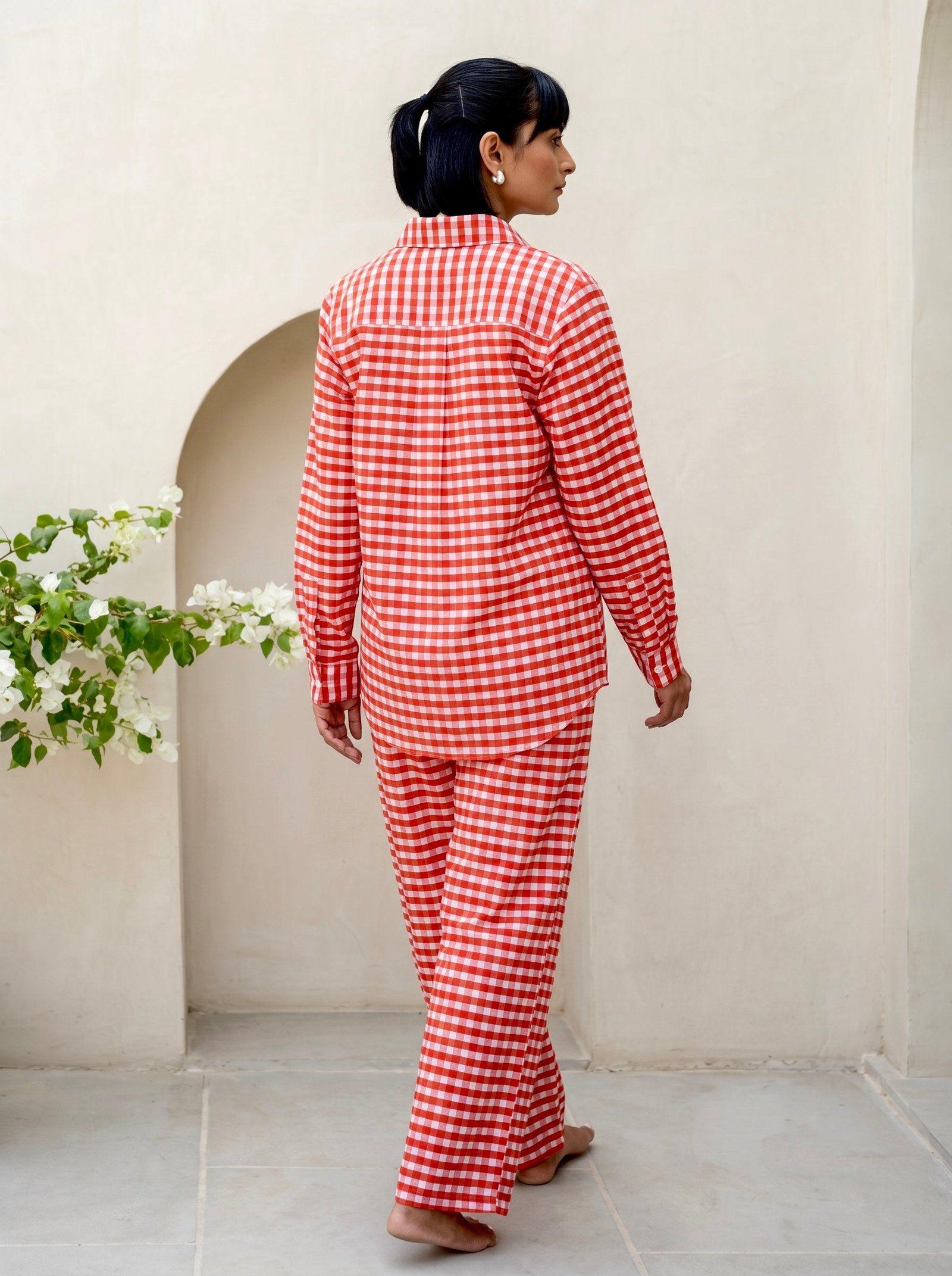 Coral Gingham Co-Ord Set