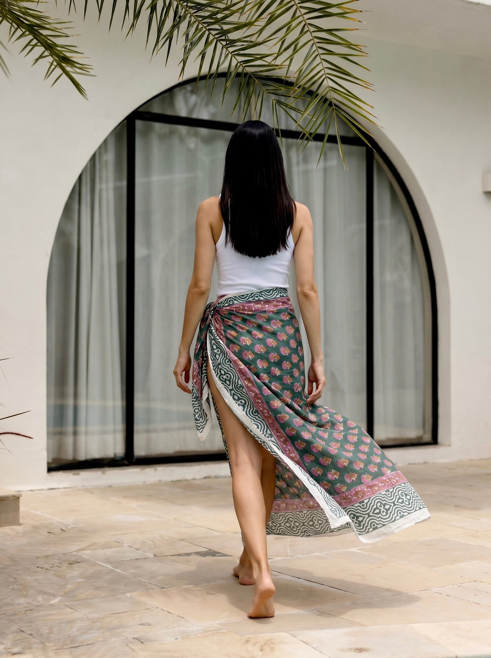 Forest Paisley Block Print Cotton Sarong