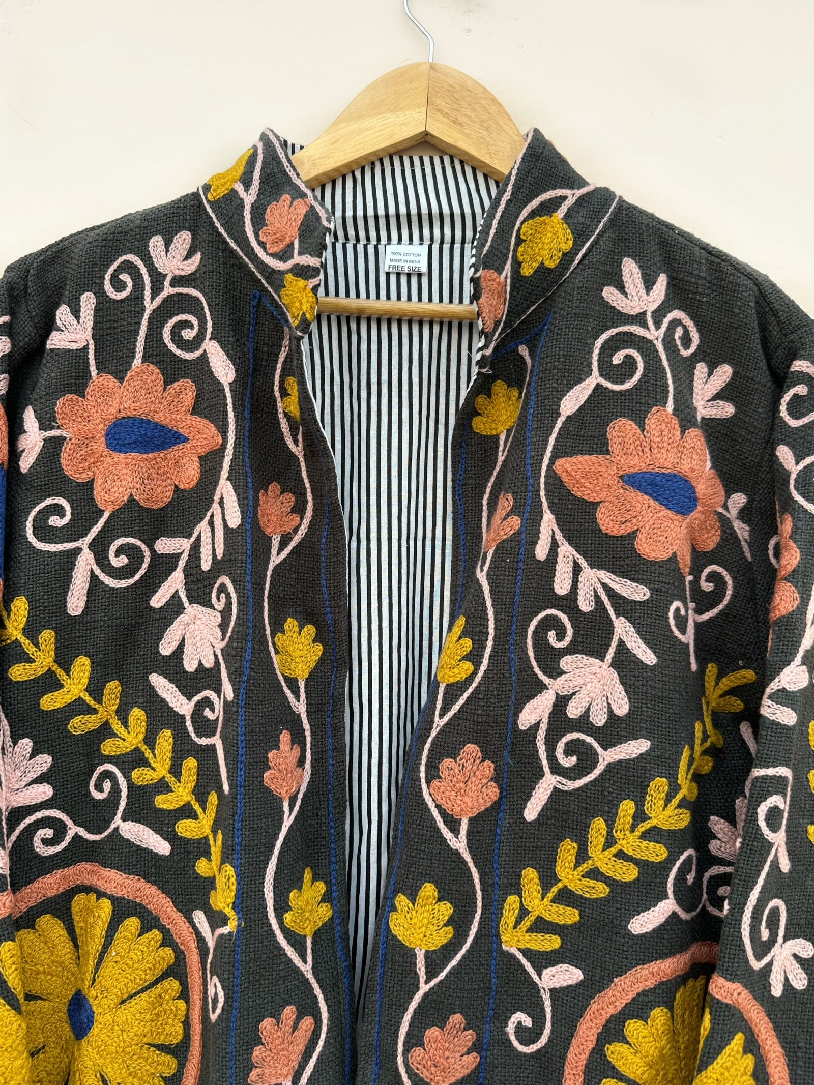 Midnight Blossom Cotton Tnt Suzani Jacket