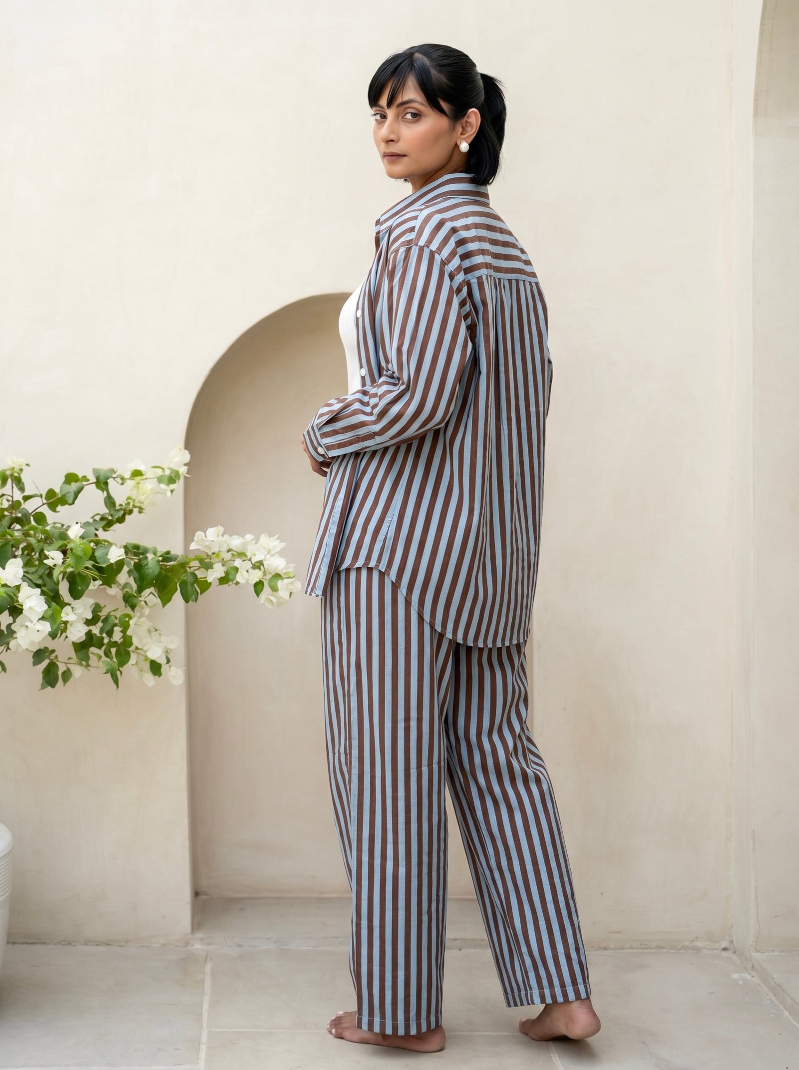 Mocha Blue Stripe Co-Ord Set