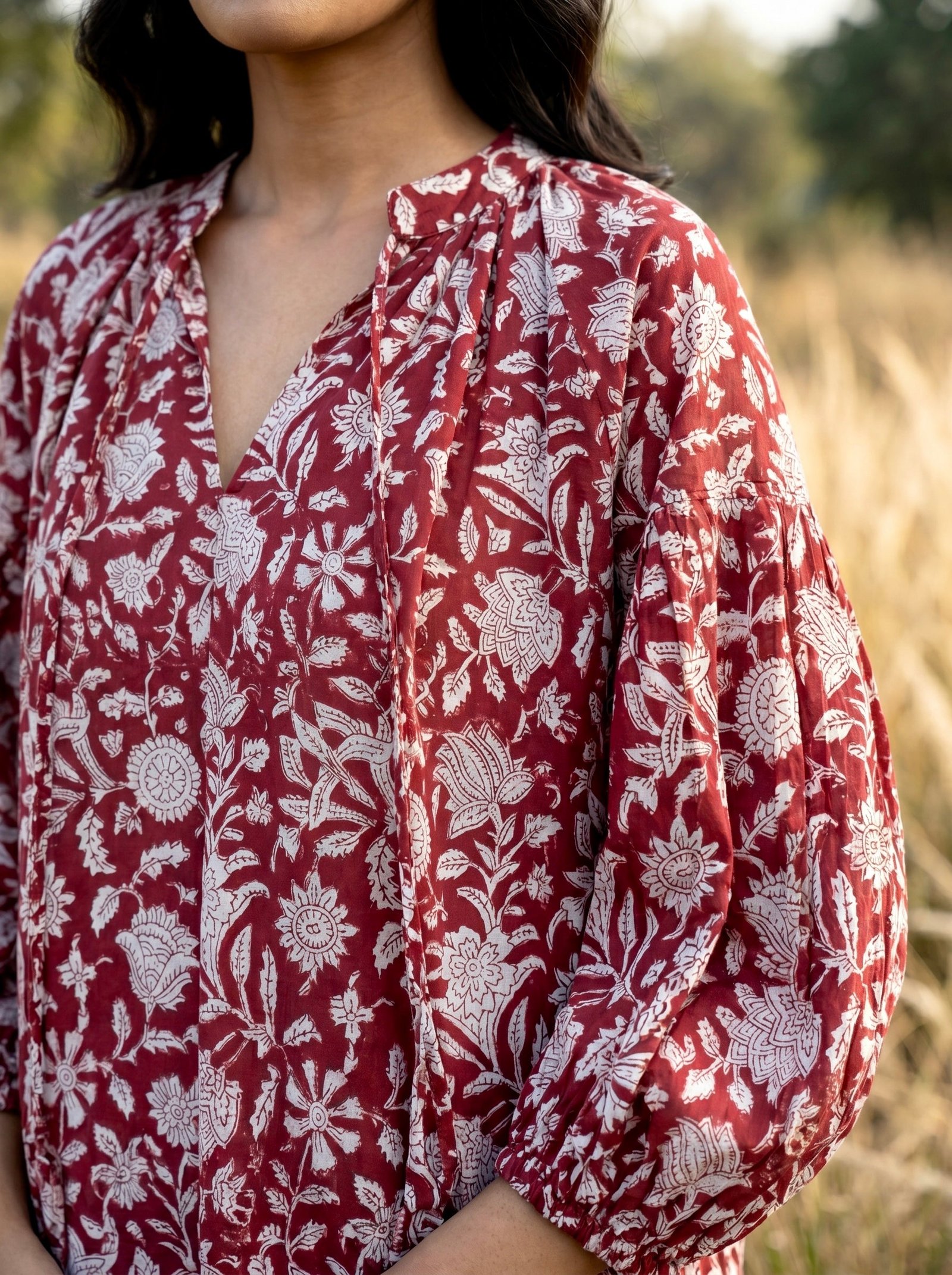 Rust Botanical Cotton Blouse