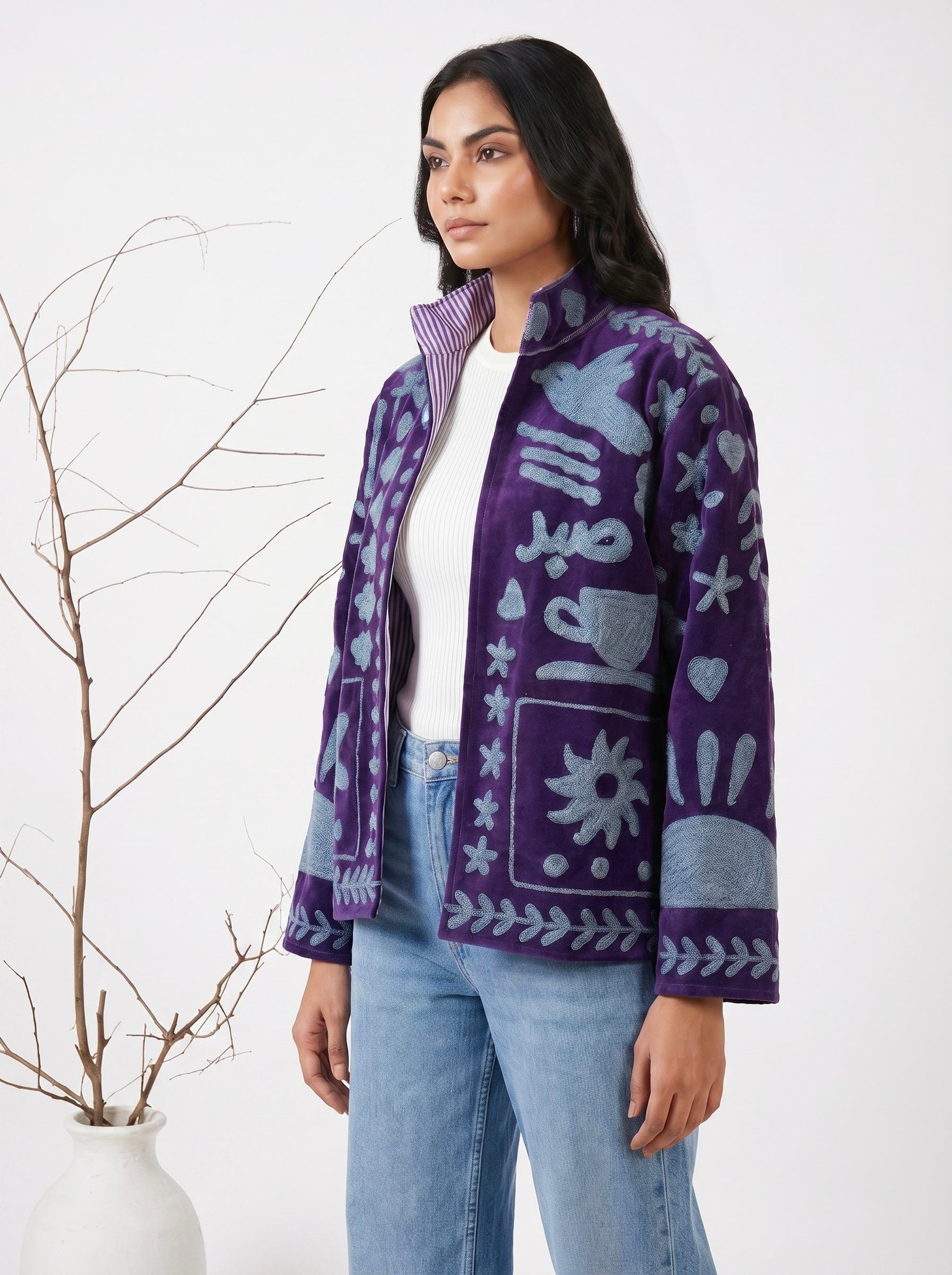Purple Statement Embroidered Jacket
