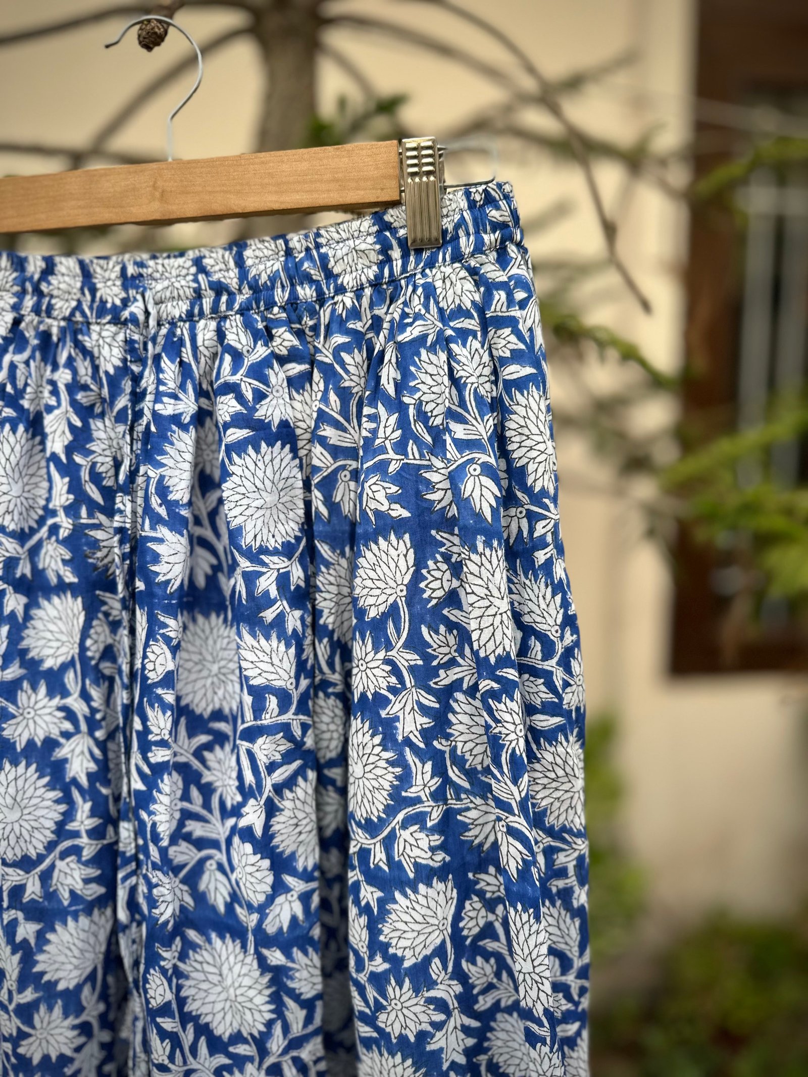 Indigo Bloom Cotton Skirt
