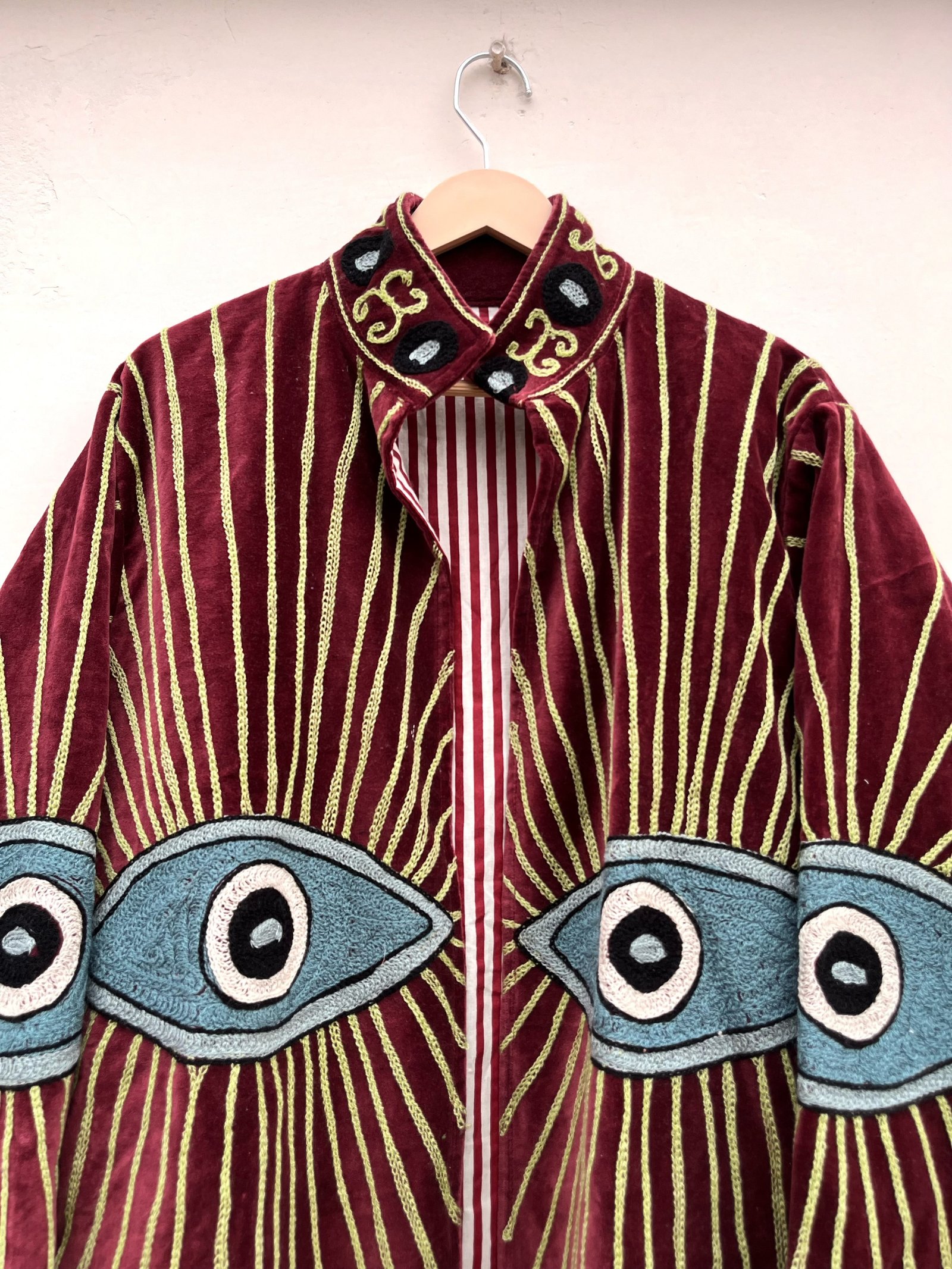 Evil Eye Embroidered Velvet Jacket