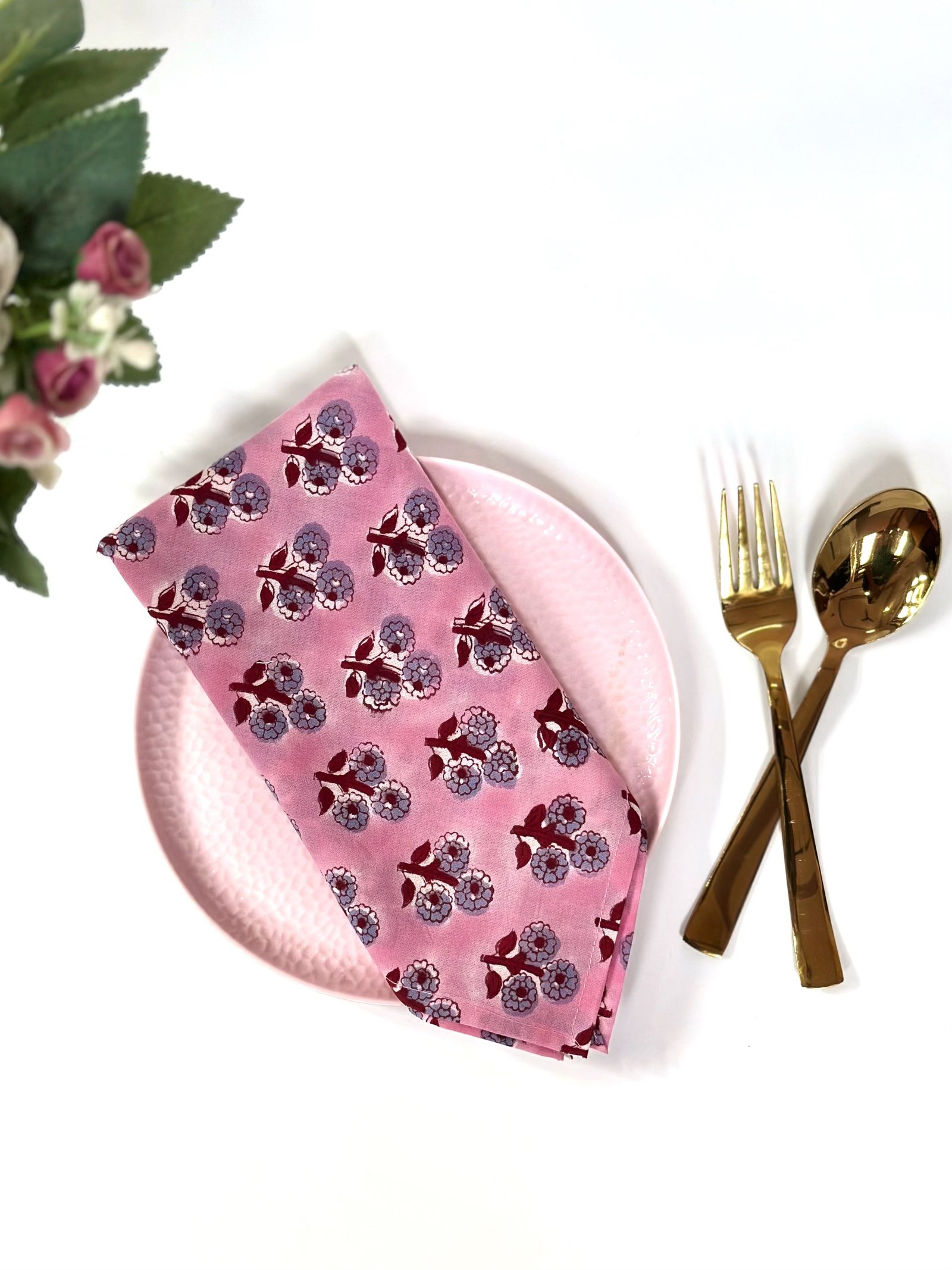 Blush Berry Floral Cotton Napkin (Set of 6 )