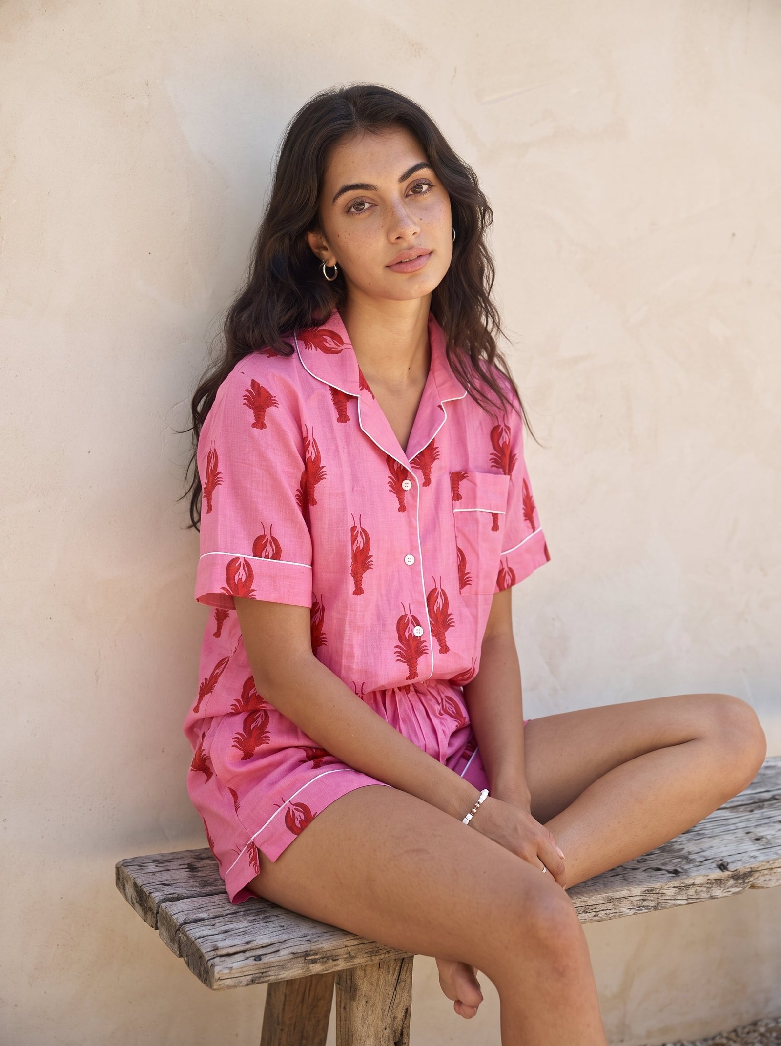Pink Lobster Cotton Pajama Set