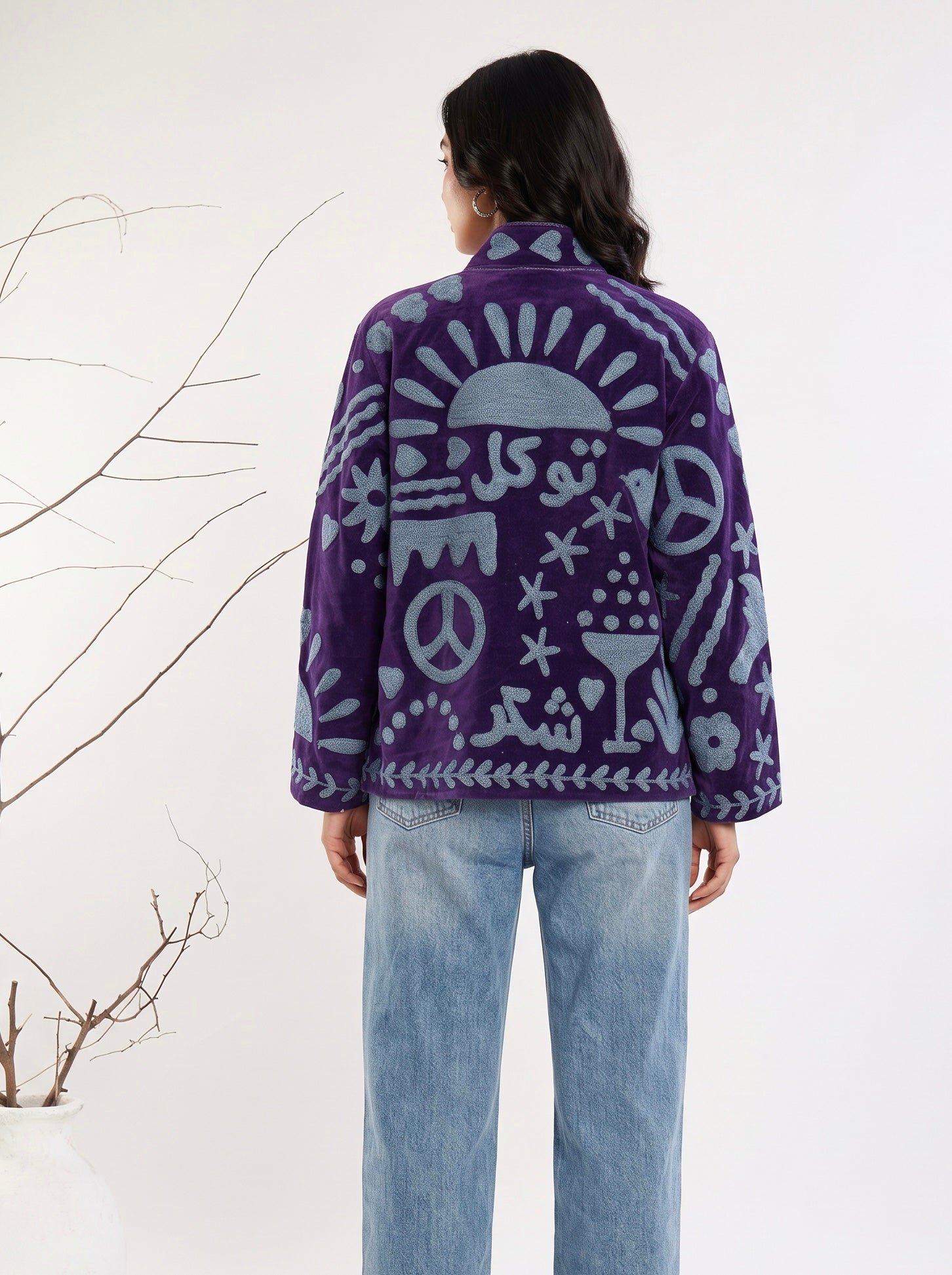Purple Statement Embroidered Jacket