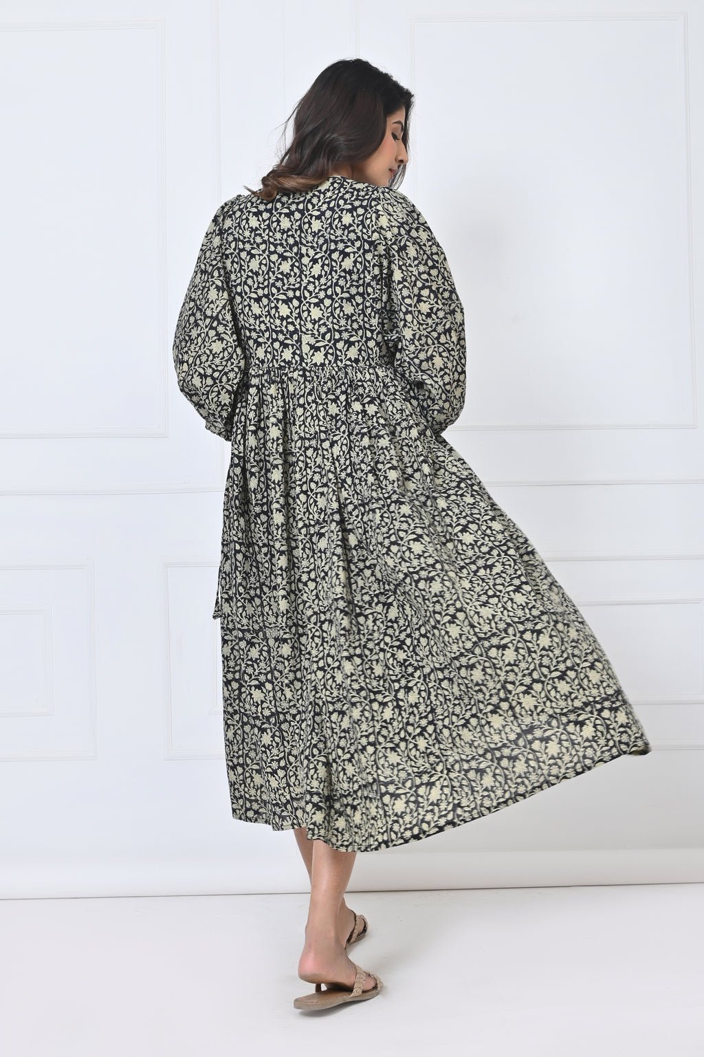 Floral Print Cotton Maxi Doi Dress