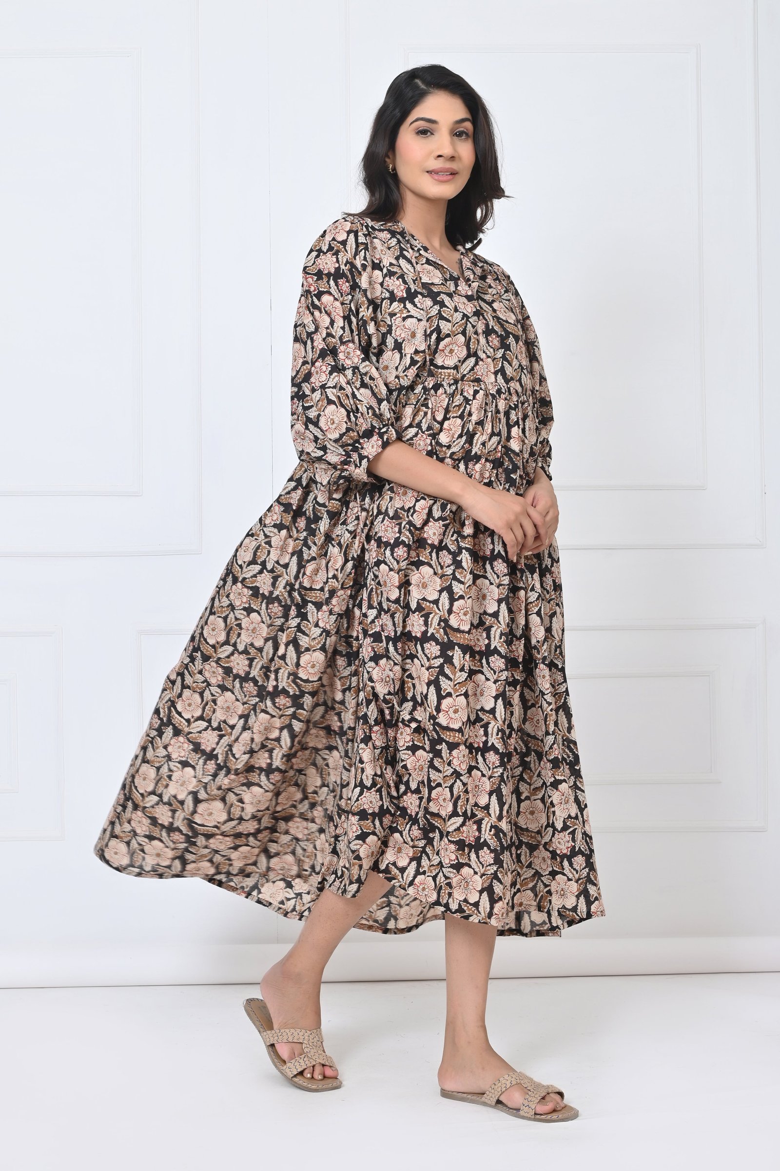 Kalamkari Print Cotton Maxi Doi Dress