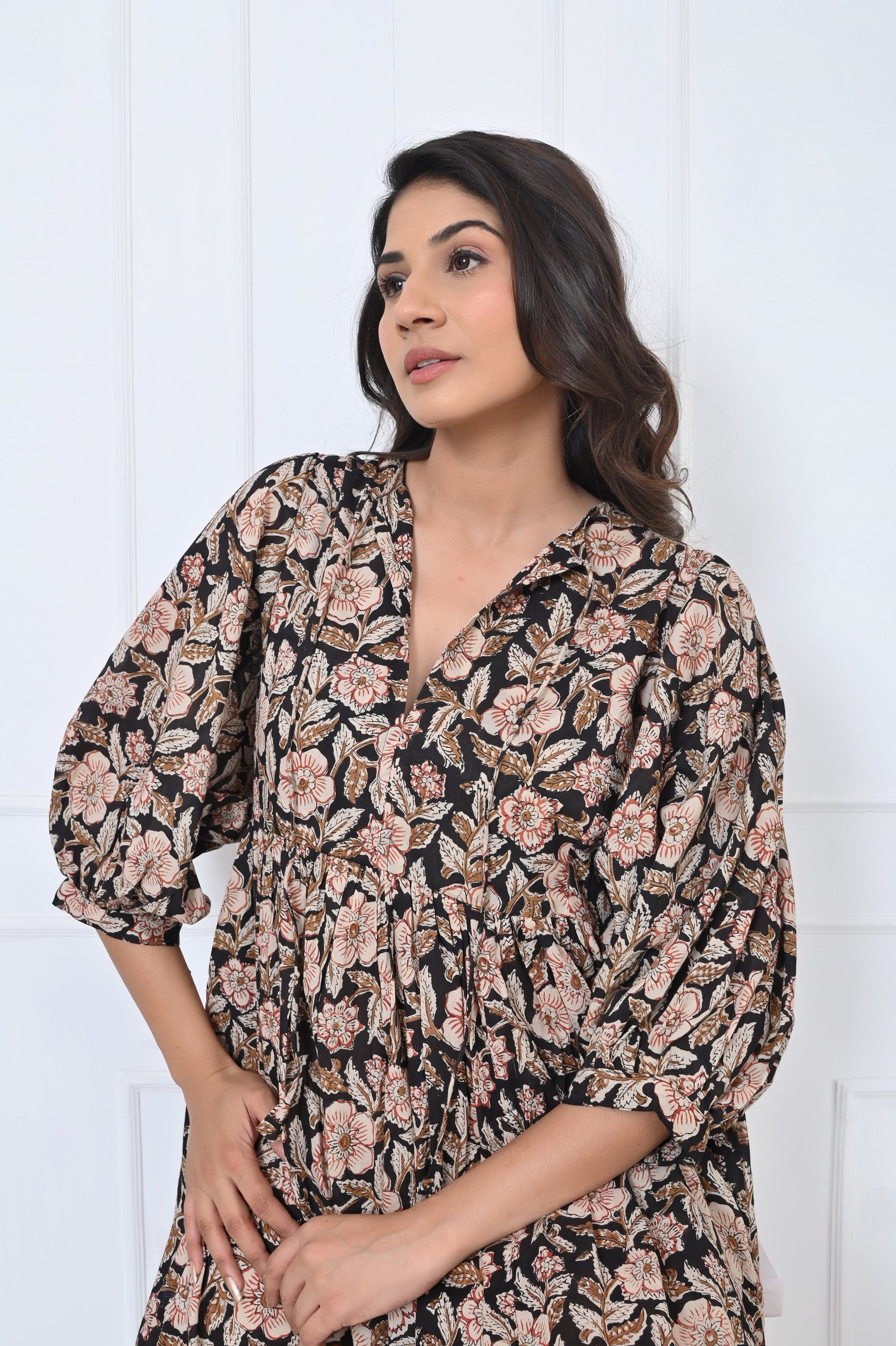 Kalamkari Print Cotton Maxi Doi Dress