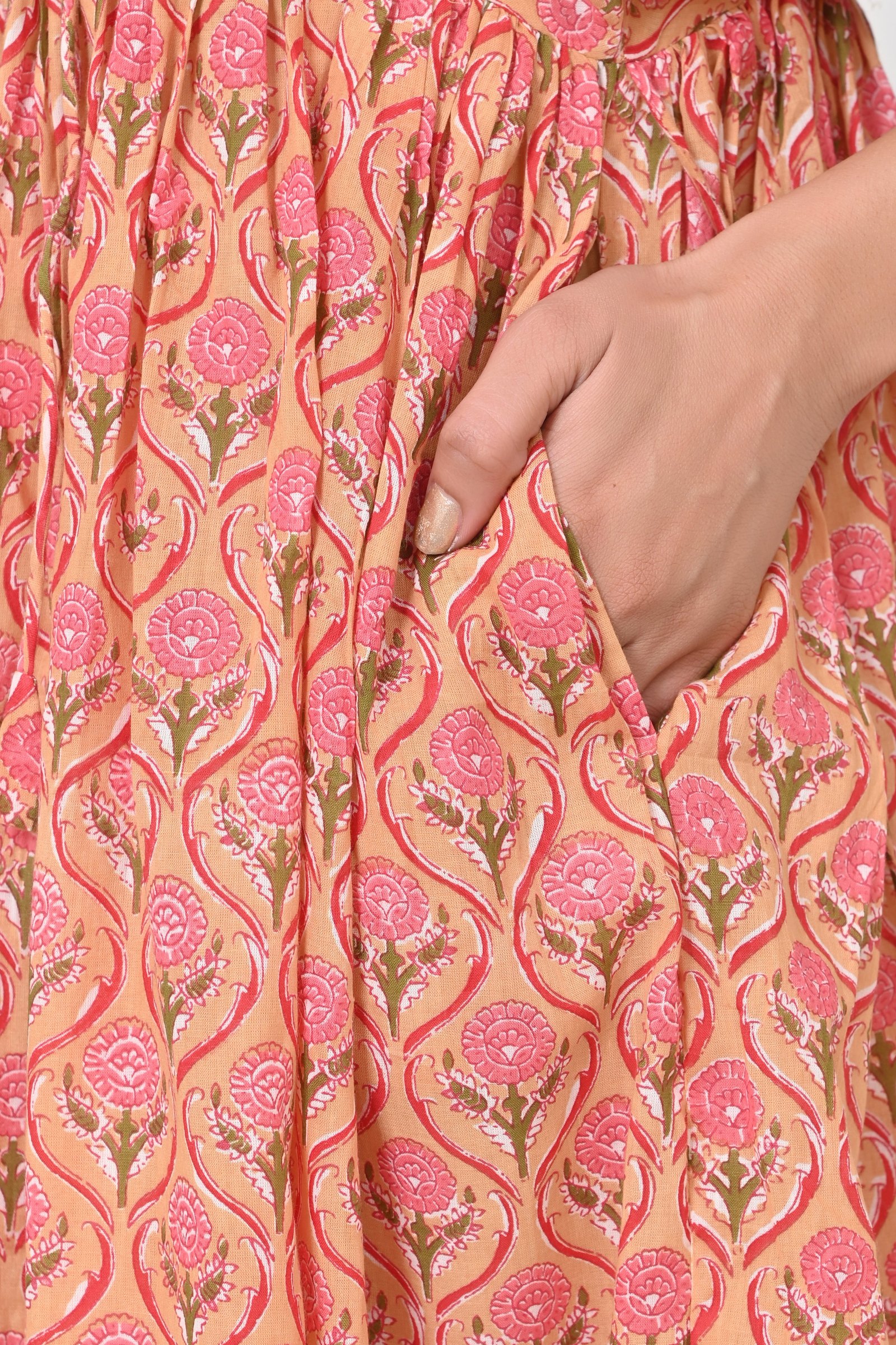 Flowers Print Cotton Maxi Doi Dress