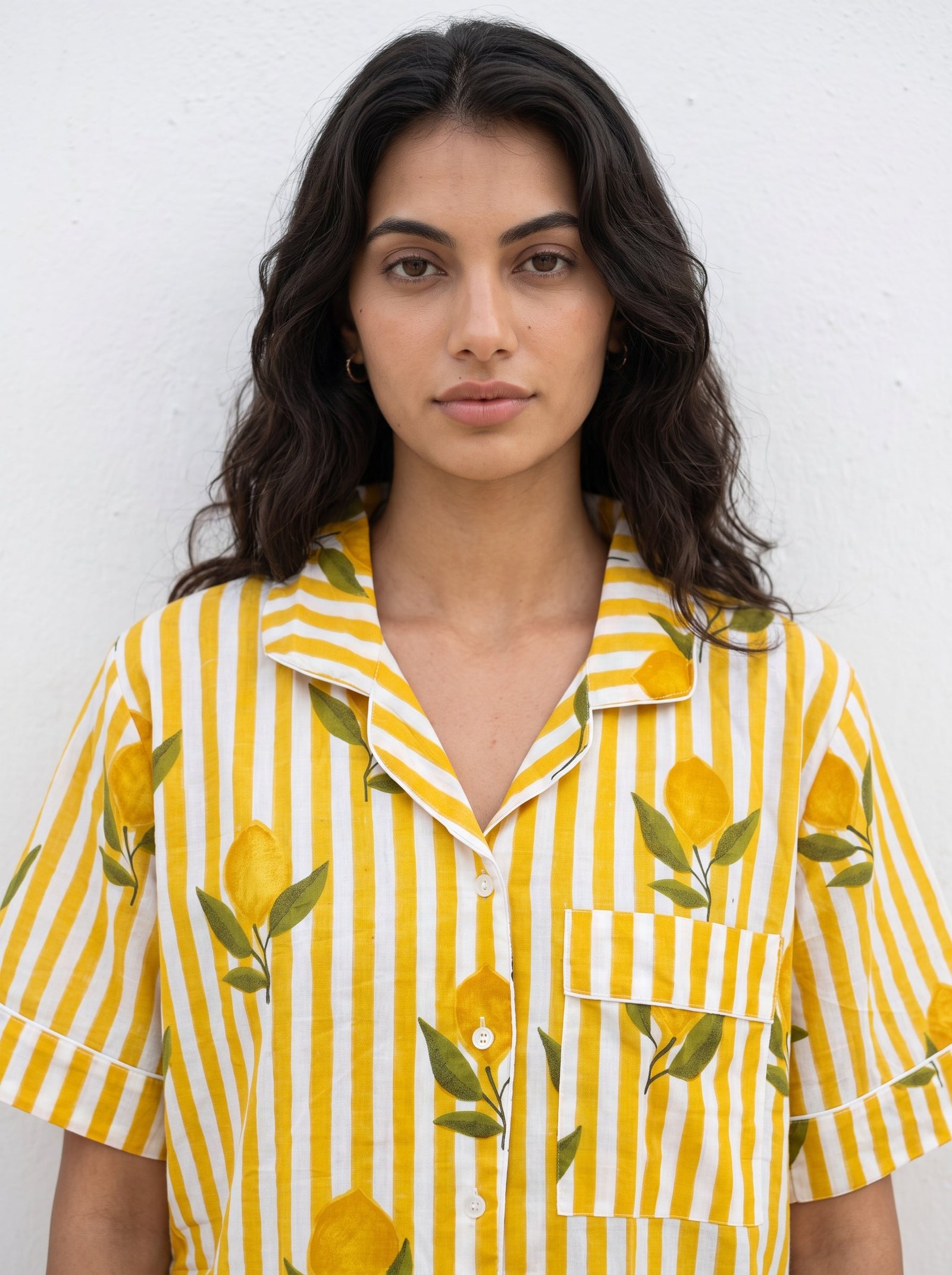 Yellow Lemon Stripe Pajama Set