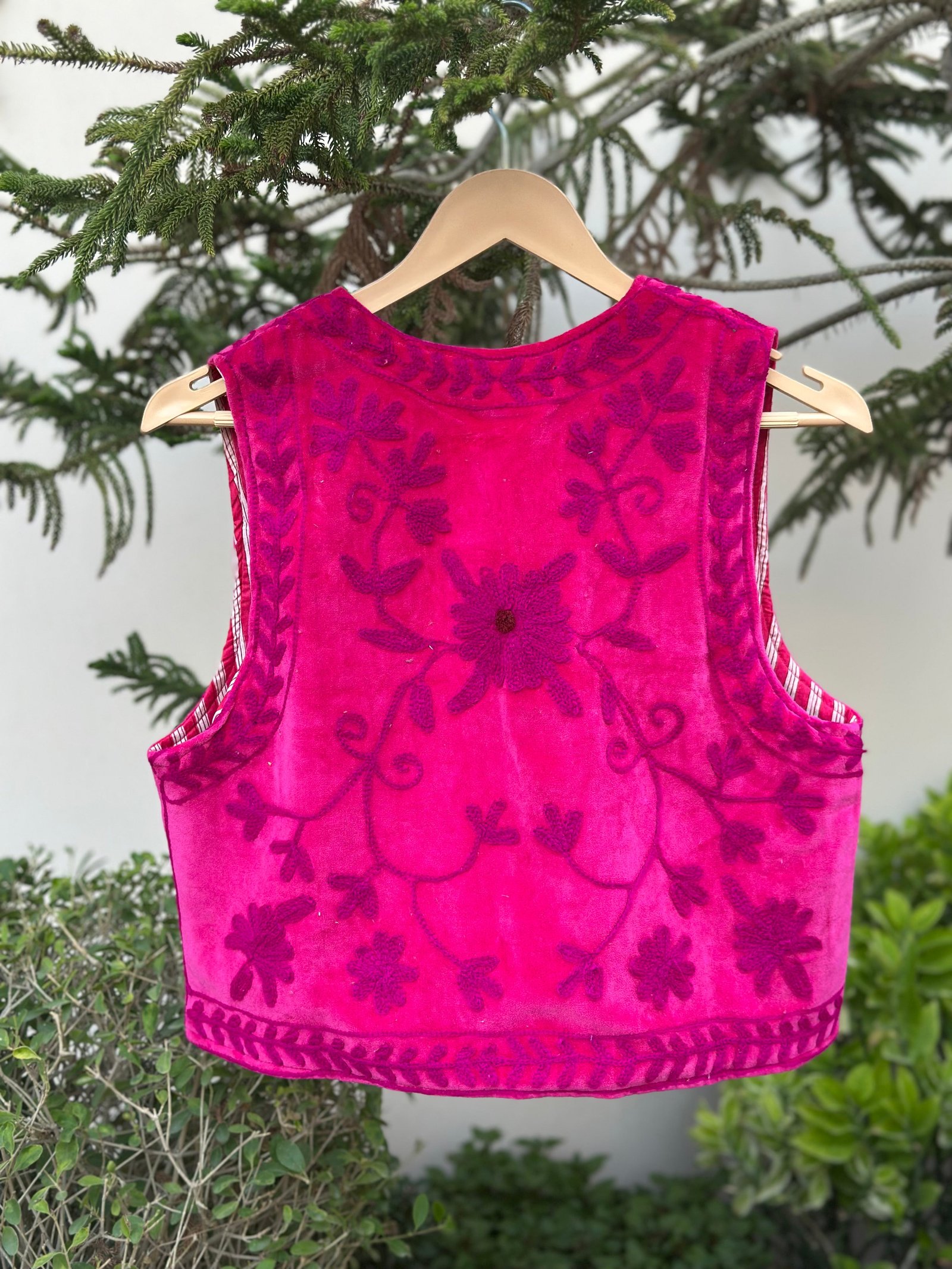 Pink Petal Tonal Velvet Vest