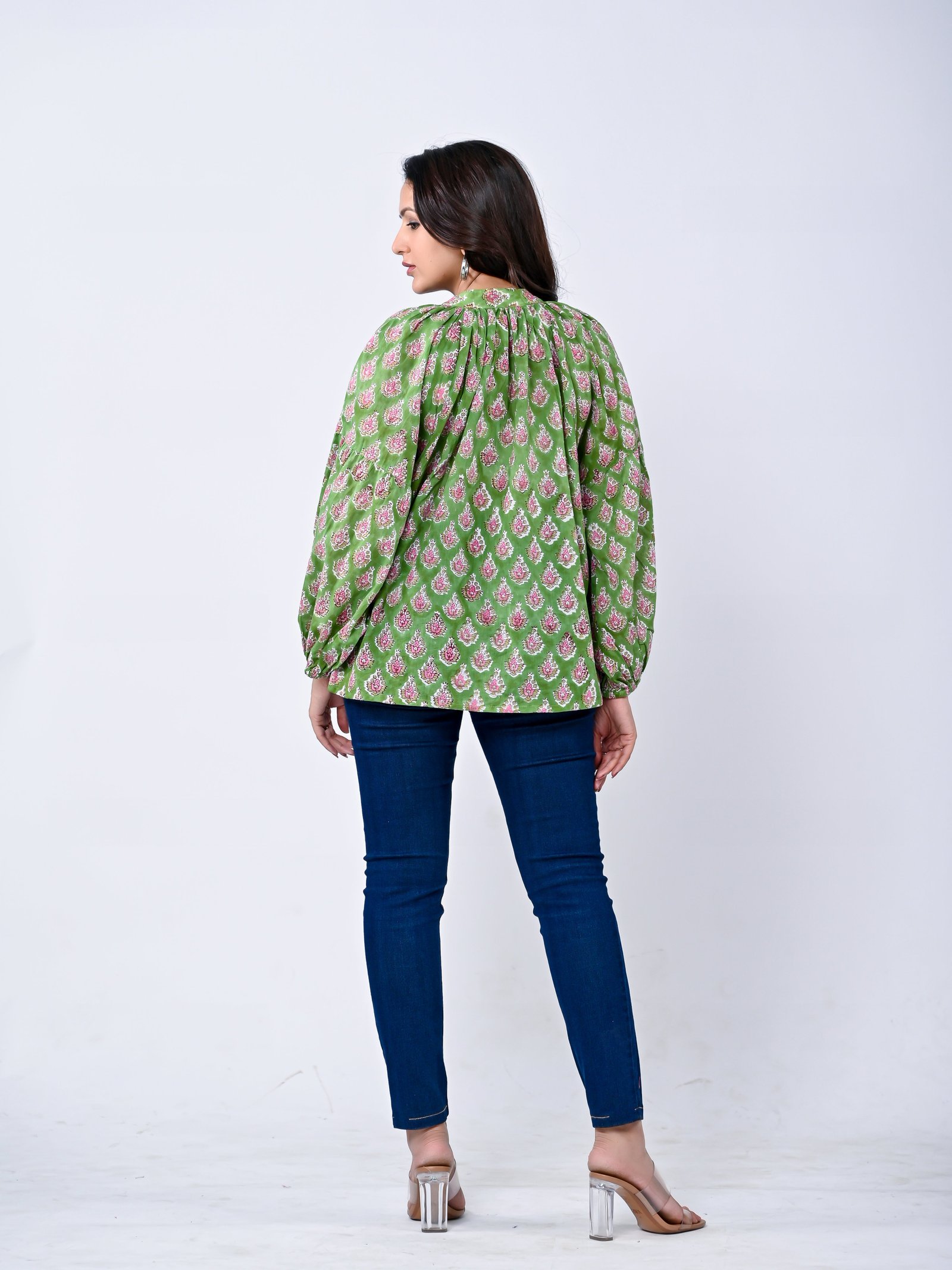 Elegant Green Buti Women’s Top